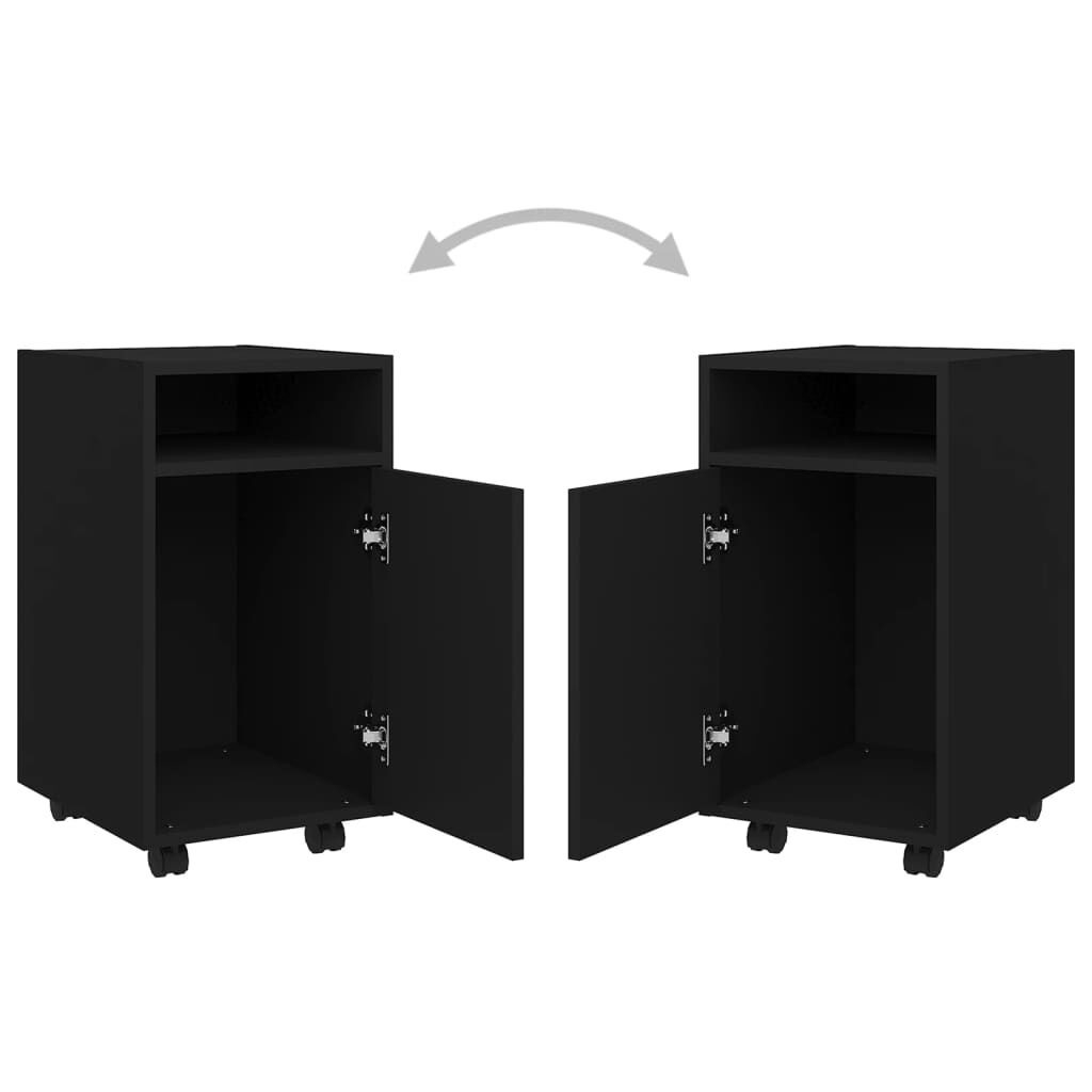 vidaXL Βοηθητικό Ντουλάπι με Τροχούς Μαύρο 33x38x60 εκ από Επεξ. Ξύλο