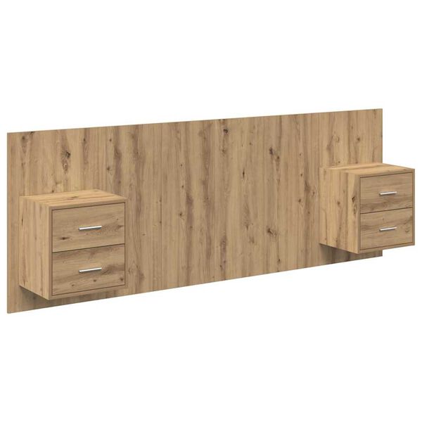 vidaXL &Kappa;&epsilon;&phi;&alpha;&lambda;ή &kappa;&rho;&epsilon;&beta;&alpha;&tau;&iota;&omicron;ύ &mu;&epsilon; &kappa;&omicron;&mu;&omicron;&delta;ί&nu;&omicron; &mu;&epsilon; &sigma;&upsilon;&rho;&tau;ά&rho;&iota; 3 pcs Artisan Oak