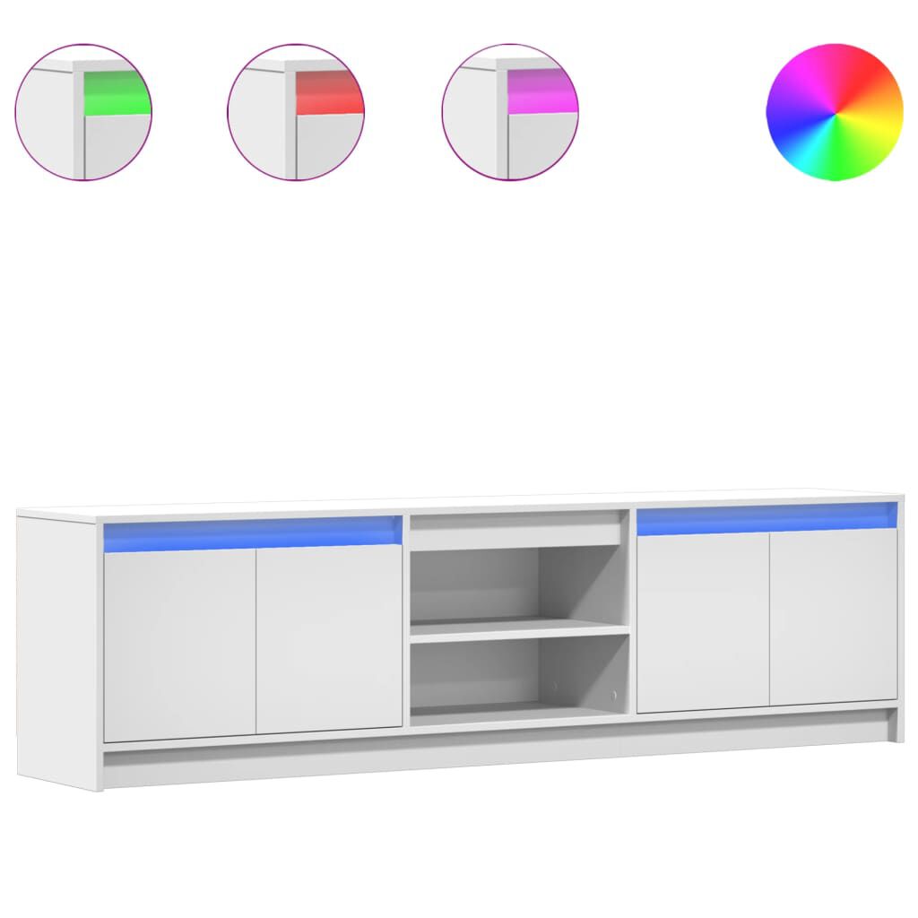 vidaXL Έπιπλο Τηλεόρασης με LED Λευκό 180x34x50 εκ. από Επεξ. Ξύλο