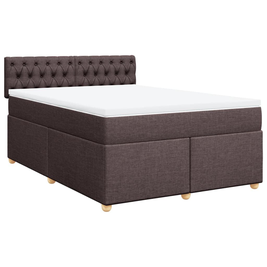 vidaXL Κρεβάτι Boxspring με Στρώμα Σκούρο Καφέ 160x200 εκ Υφασμάτινο