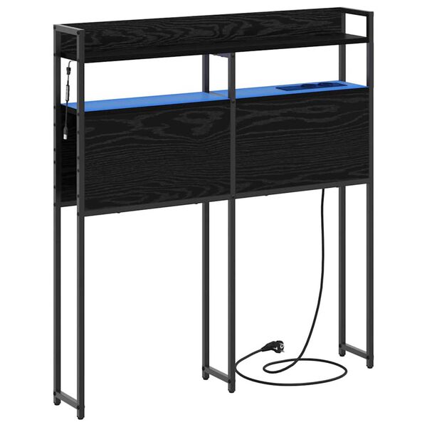 vidaXL Κεφαλάρι Αποθήκης με ράφι Μαύρη δρυς 75 cm Επεξεργασμένο ξύλο