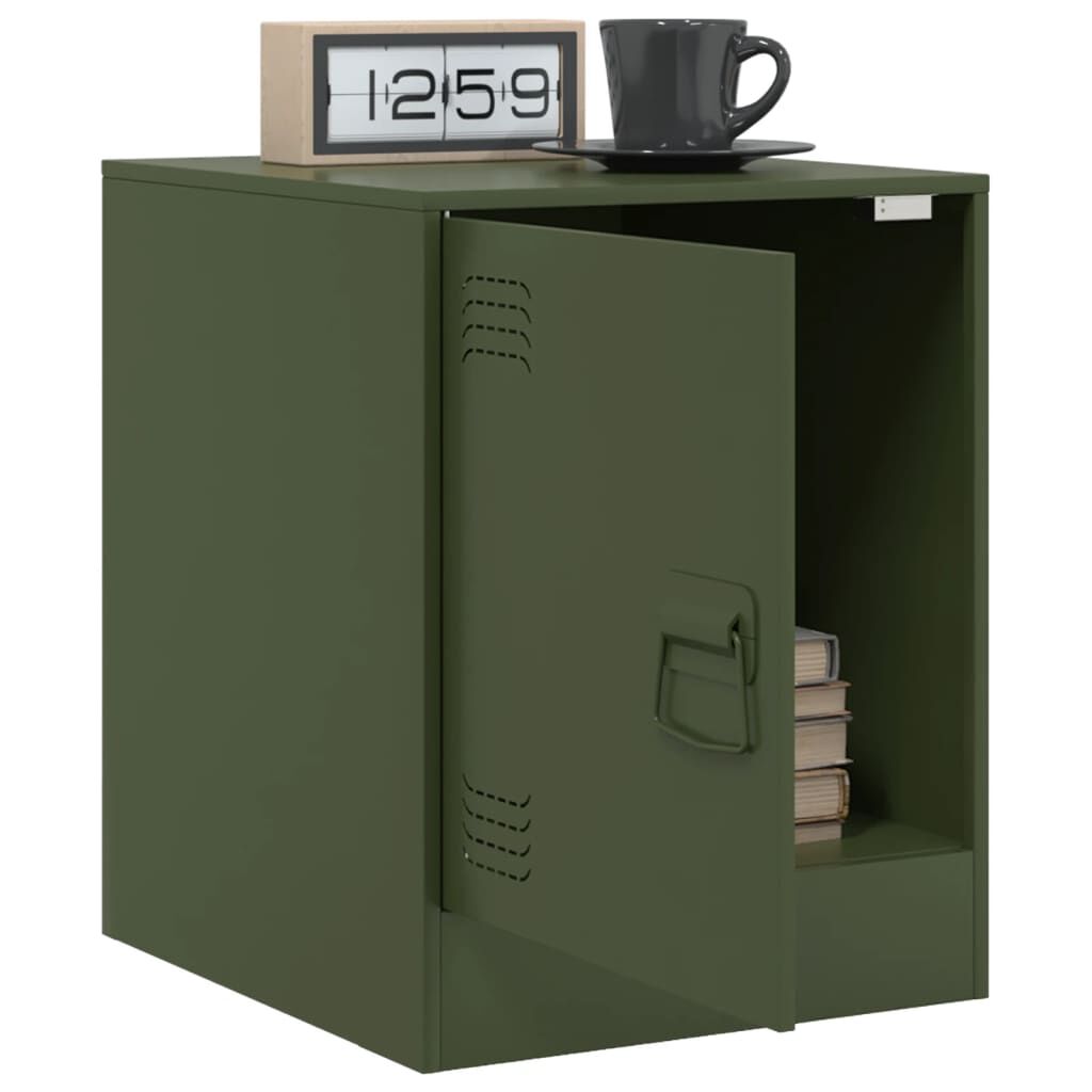 vidaXL Κομοδίνο Πράσινο Λαδί 34,5x39x44 εκ. από Χάλυβα