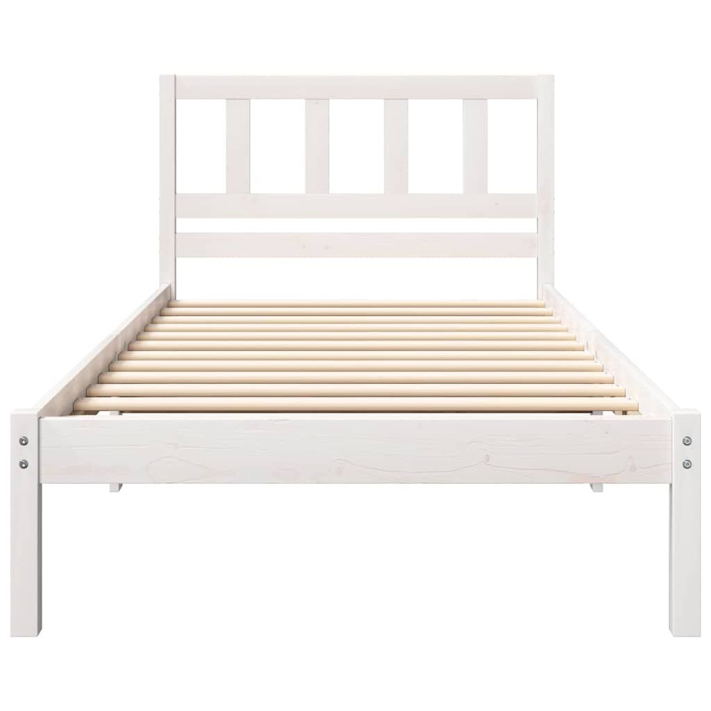 vidaXL Σκελετός Κρεβατιού Λευκό 75 x 190 cm Μασίφ ξύλο πεύκου