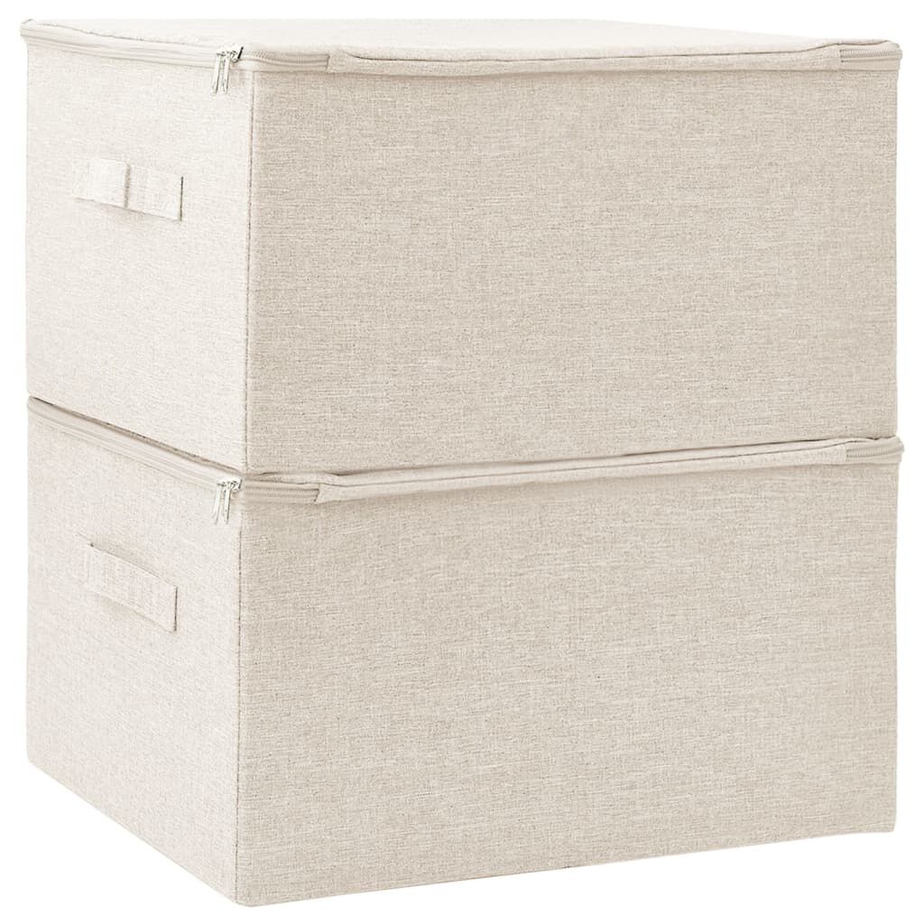 vidaXL Κουτιά Αποθήκευσης 2 τεμ. Κρεμ 43 x 34 x 23 εκ. Υφασμάτινα