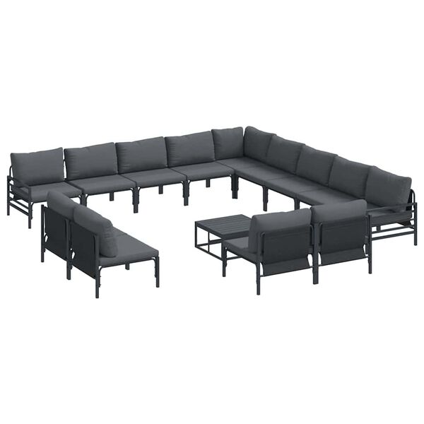 vidaXL Σετ Καναπέ Κήπου 14 pcs Ανθρακί Ατσάλι