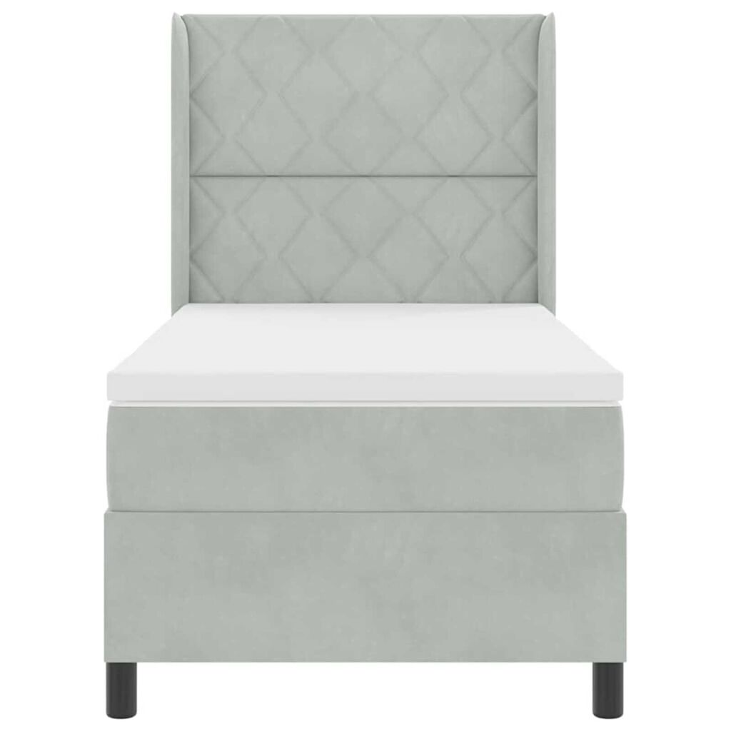 vidaXL Κρεβάτι Box Spring LED με Στρώμα Ανοιχτό γκρι 100 x 200 cm