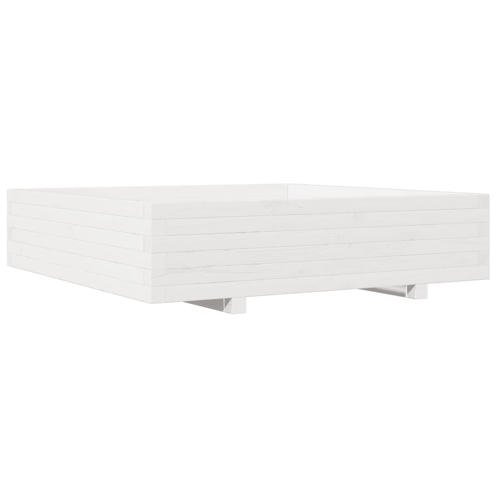 vidaXL Ζαρντινιέρα Κήπου Λευκή 100x100x26,5 εκ. από Μασίφ Ξύλο Πεύκου