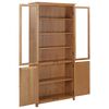 vidaXL Βιβλιοθήκη με 4 Πόρτες 90x35x200 εκ. Μασίφ Ξύλο Δρυός και Γυαλί