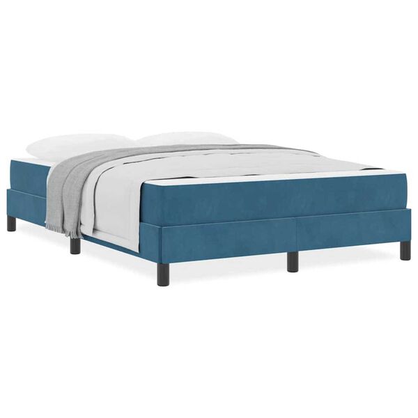 vidaXL Κρεβάτι box spring με στρώμα Σκούρο Μπλε 140 x 200 cm Βελούδο