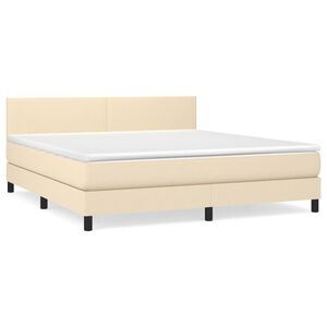 vidaXL Κρεβάτι Boxspring με Στρώμα Κρεμ 160x200 εκ. Υφασμάτινο