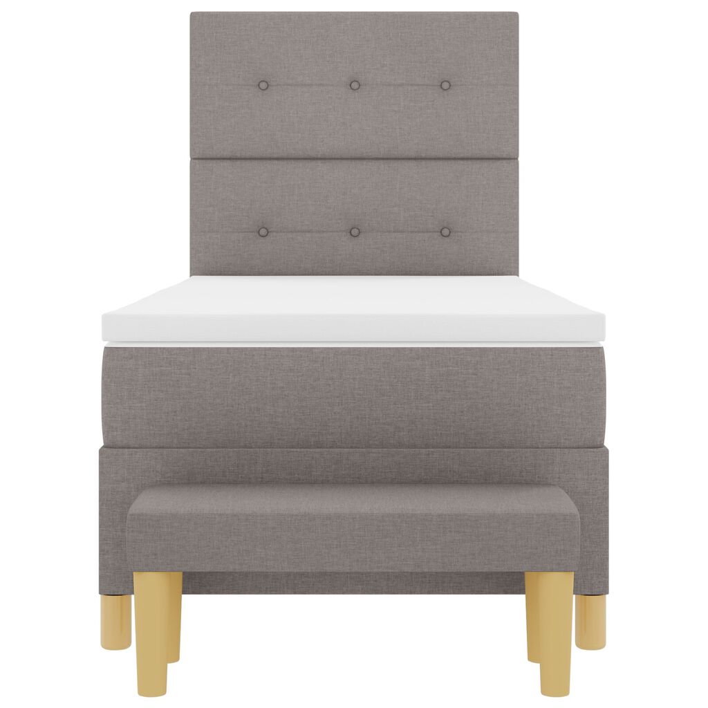 κρεβάτι Box Spring με στρώμα και πάγκο vidaXL Ταπέτο 90x190 εκ. Υφάσματος