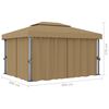 vidaXL Κιόσκι με Κουρτίνα Taupe 4 x 3 μ. Αλουμινίου