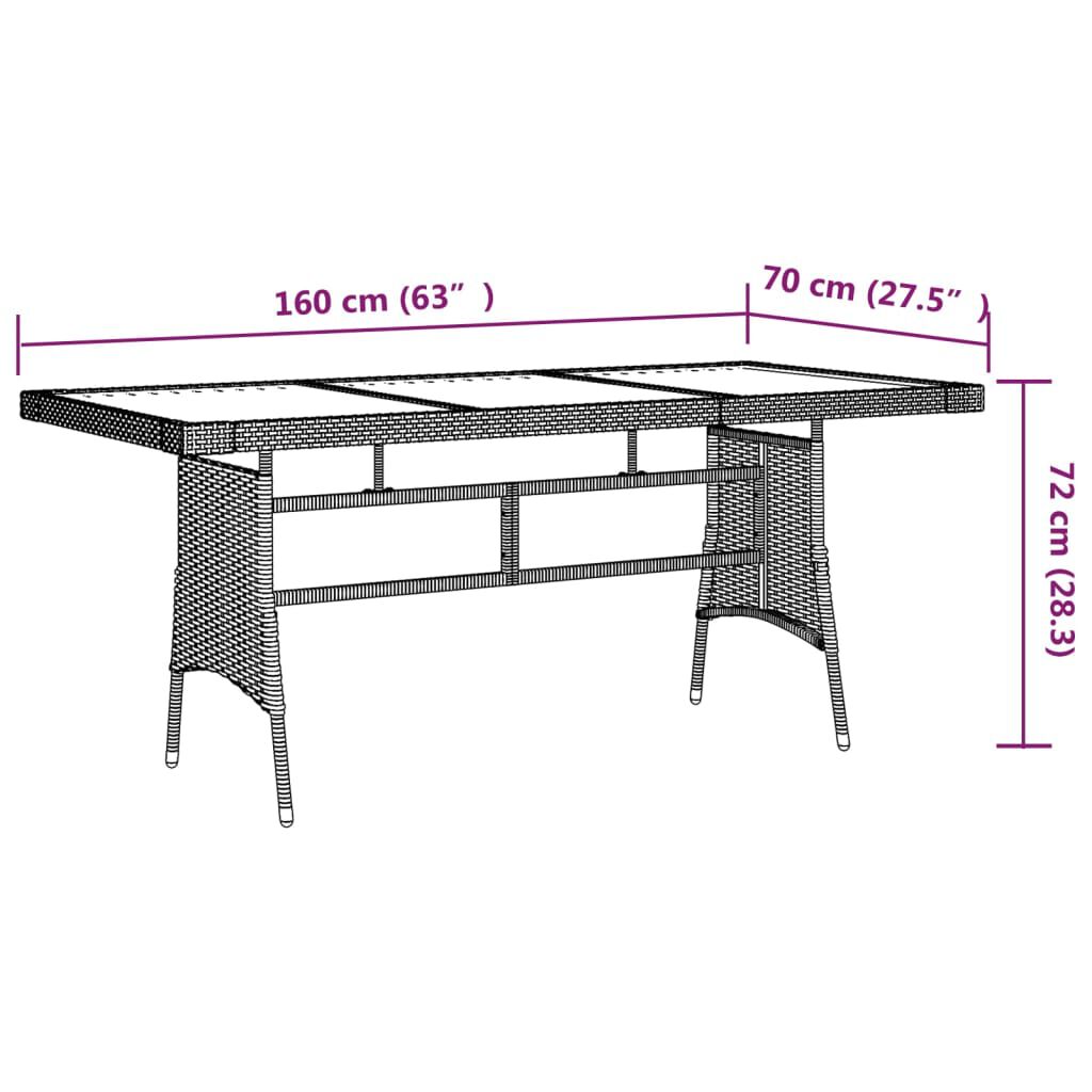 vidaXL Τραπέζι Κήπου Μαύρο 160x70x72 εκ Συνθ. Ρατάν/Μασίφ Ξύλο Ακακίας