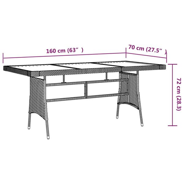 vidaXL Τραπέζι Κήπου Μαύρο 160x70x72 εκ Συνθ. Ρατάν/Μασίφ Ξύλο Ακακίας