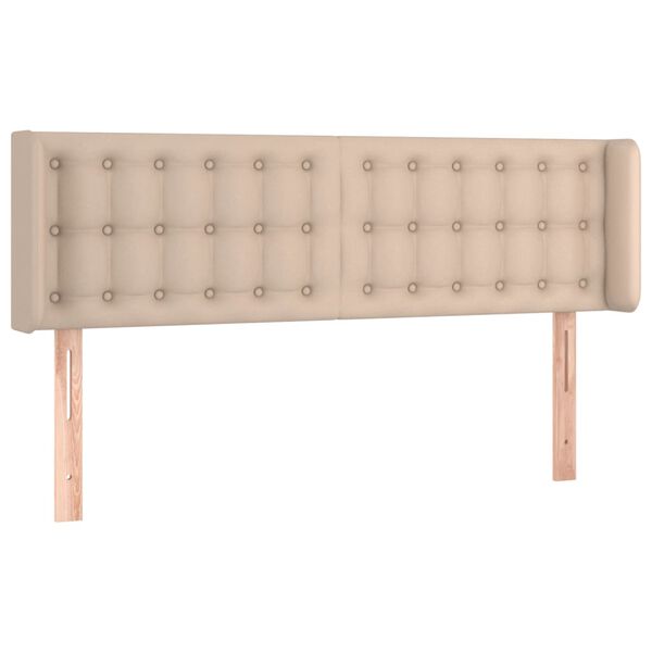 vidaXL Κεφαλάρι Κρεβατιού LED Καπουτσίνο 147x16x78/88εκ. Συνθετ. Δέρμα