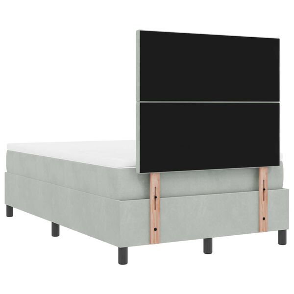 κρεβάτι Box Spring με στρώμα και LED vidaXL Γκρι 120x190 cm Βελούδο