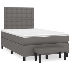 vidaXL Κρεβάτι Boxspring με Στρώμα Γκρι 120x200εκ. από Συνθετικό Δέρμα