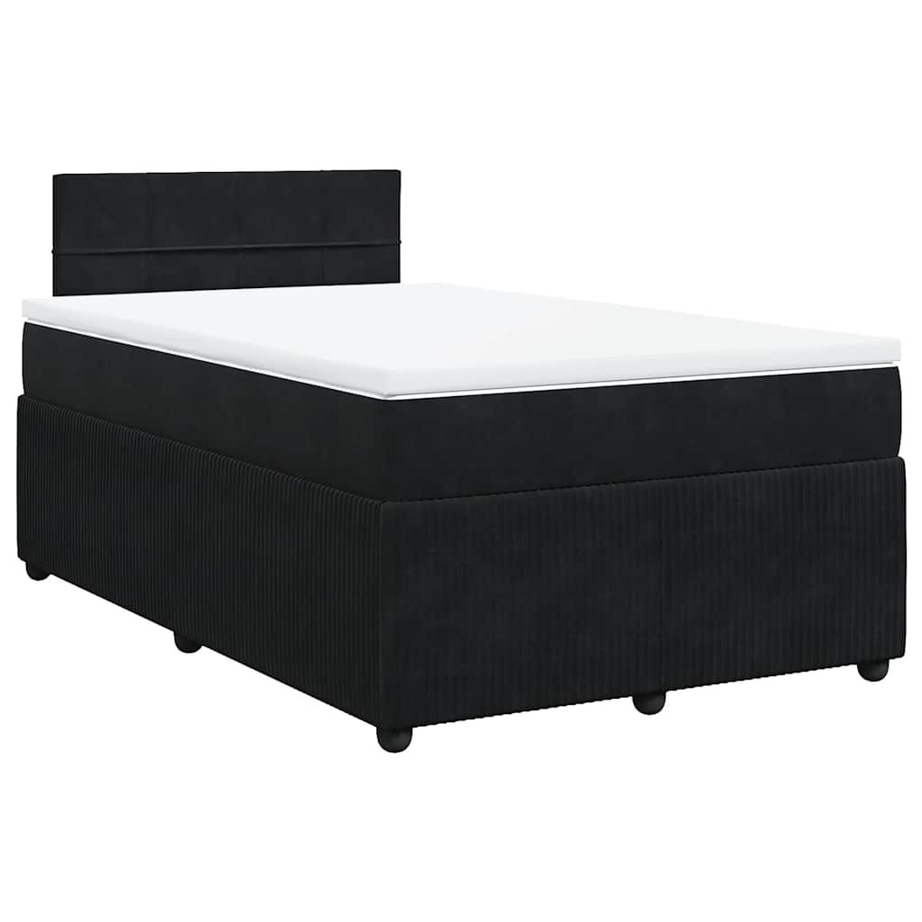 vidaXL Κρεβάτι Boxspring με Στρώμα Μαύρο 120 x 200 εκ. Βελούδινο