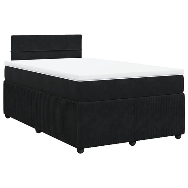 vidaXL Κρεβάτι Boxspring με Στρώμα Μαύρο 120 x 200 εκ. Βελούδινο