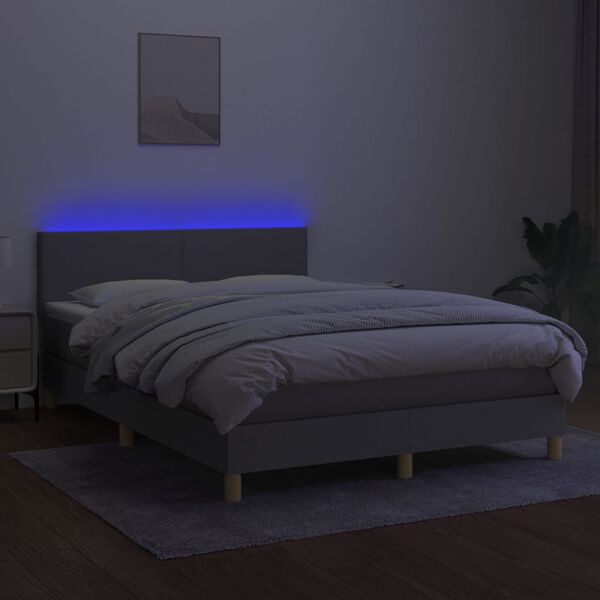 vidaXL &Kappa;&rho;&epsilon;&beta;ά&tau;&iota; Boxspring &mu;&epsilon; &Sigma;&tau;&rho;ώ&mu;&alpha; & LED &Alpha;&nu;.&Gamma;&kappa;&rho;&iota; 140x190&epsilon;&kappa;. &Upsilon;&phi;&alpha;&sigma;&mu;ά&tau;&iota;&nu;&omicron;