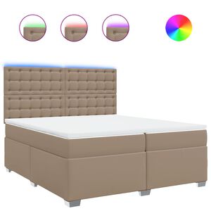 vidaXL Κρεβάτι Boxspring με Στρώμα Καπουτσίνο 200x200εκ.από Συνθ.Δέρμα