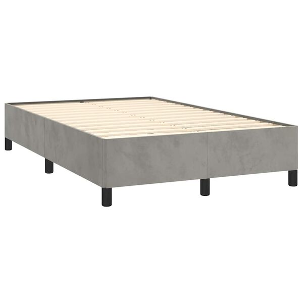 vidaXL Κρεβάτι Boxspring με Στρώμα Ανοιχτό Γκρι 120x190 εκ. Βελούδινο