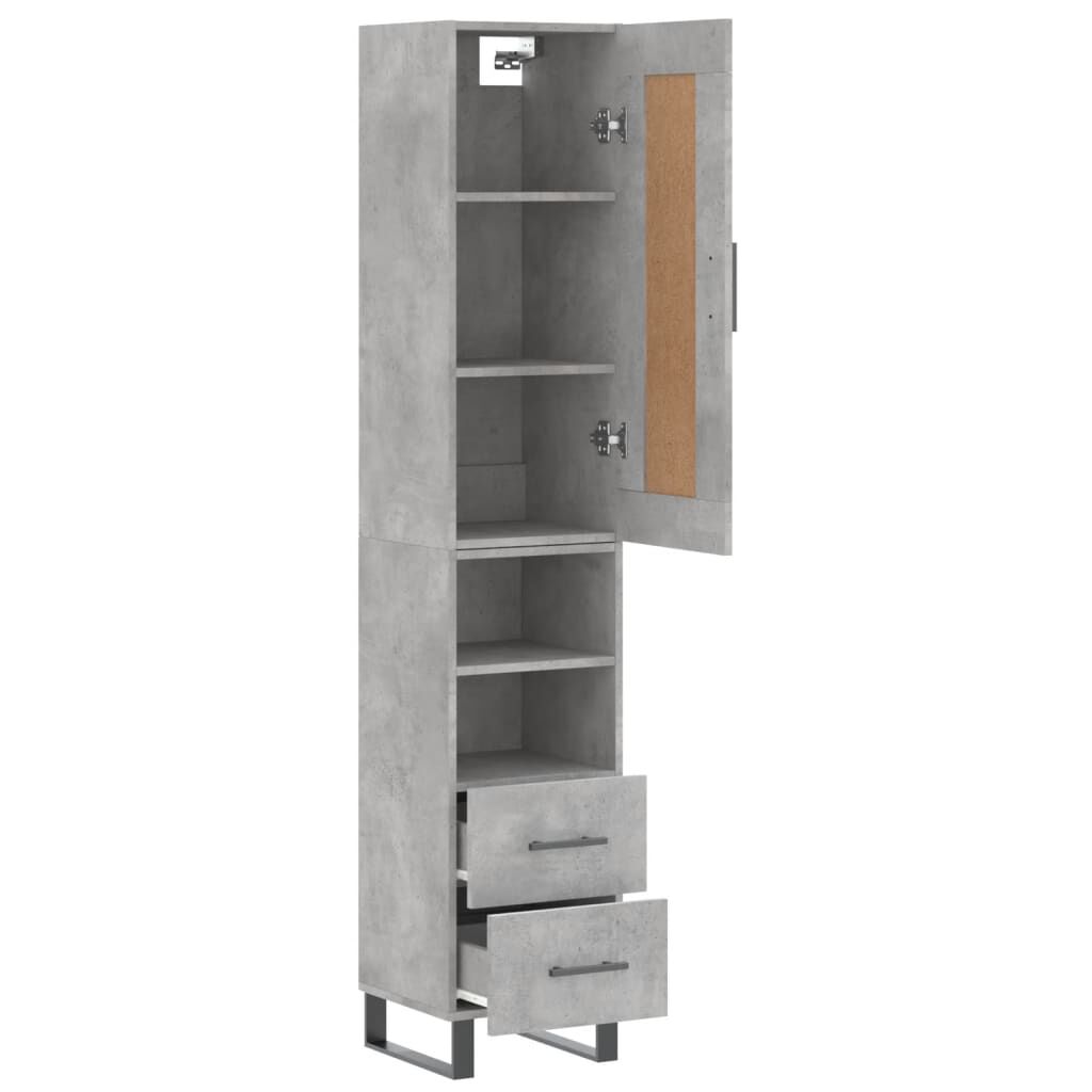 vidaXL Ντουλάπι Γκρι Σκυροδέματος 34,5x34x180 εκ. Επεξεργασμένο Ξύλο
