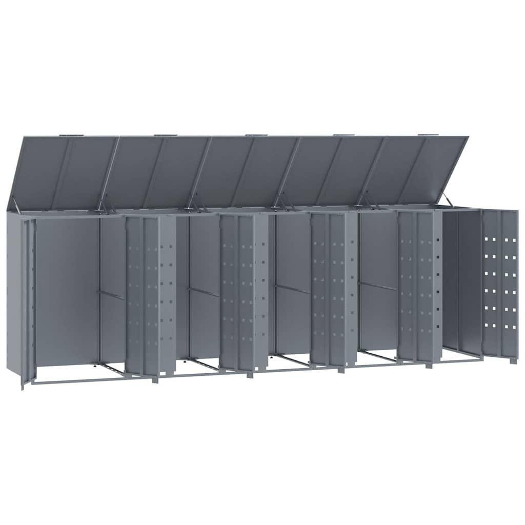vidaXL Πλαίσιο Κάδων Απορριμμάτων 5 Κάδοι Γκρι 345x79x117 εκ. Ατσάλι