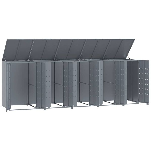 vidaXL Πλαίσιο Κάδων Απορριμμάτων 5 Κάδοι Γκρι 345x79x117 εκ. Ατσάλι