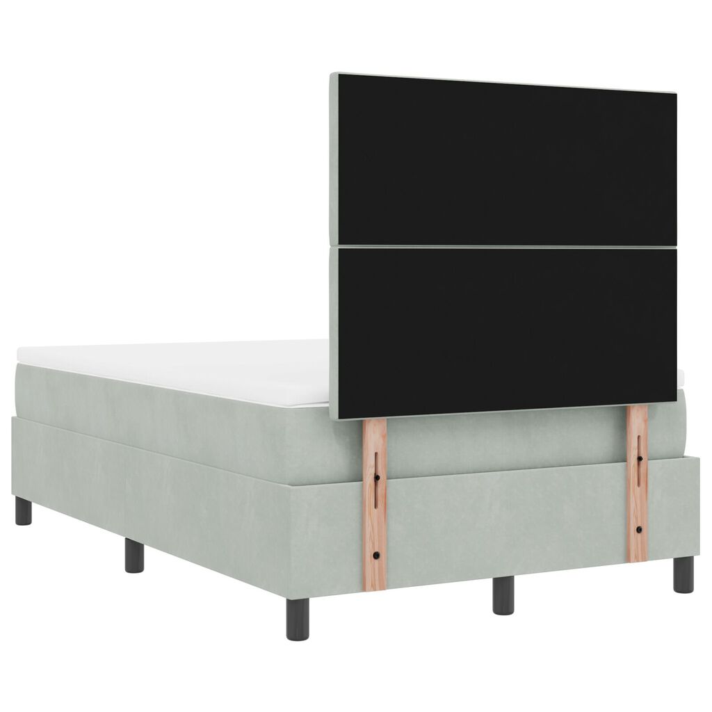 vidaXL Κρεβάτι Box Spring με Στρώμα Ανοιχτό Γκρι 120x200 εκ Βελούδο