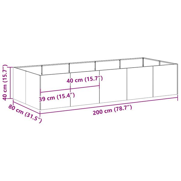 vidaXL Ζαρντινιέρα Λαδί 200x80x40 εκ. από Χάλυβα