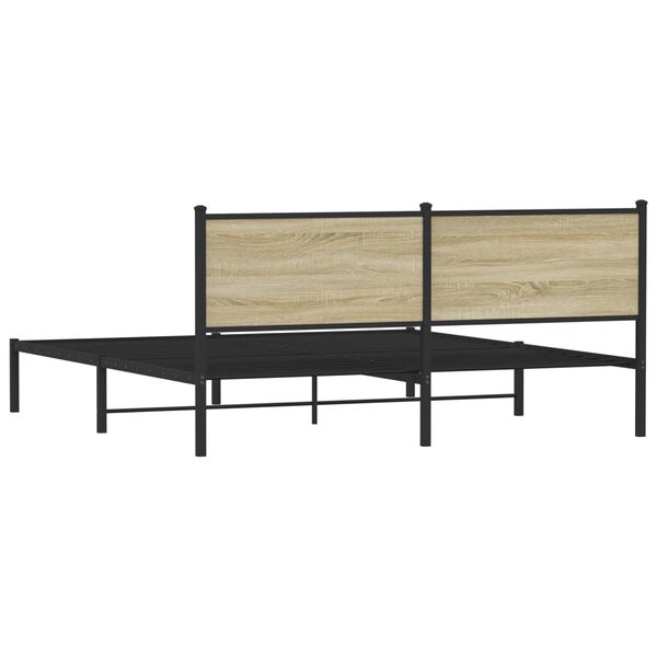 vidaXL Σκελετός Κρεβ. Χωρίς Στρώμα Sonoma Δρυς 180x200 εκ. Μεταλλικό