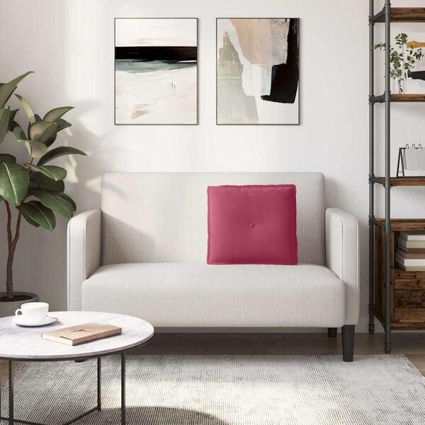 vidaXL Μαξιλάρι Πλάτης Κόκκινο 50 x 45 εκ. Υφασμάτινο Κορντουρά