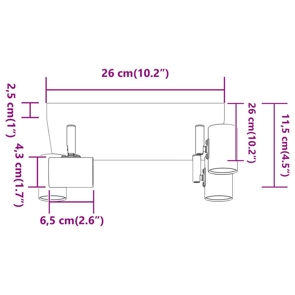 vidaXL Φωτιστικό οροφής 4 Way Adjustable Μαύρο E27