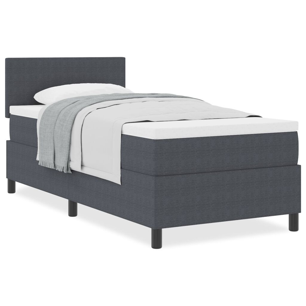 vidaXL Κρεβάτι Box Spring με Στρώμα Σκούρο Γκρι 100x200 εκ. Βελούδο