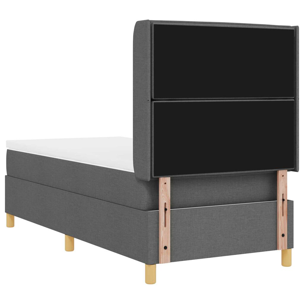 Ταπετσαρία Κρεβάτι Box Spring με Στρώμα Σκούρο Γκρι 80x200 εκ. Υφάσματος