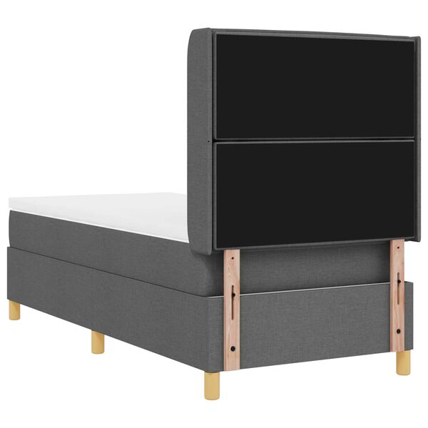 Ταπετσαρία Κρεβάτι Box Spring με Στρώμα Σκούρο Γκρι 80x200 εκ. Υφάσματος