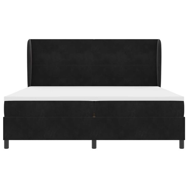 vidaXL Κρεβάτι με ελατήρια με στρώμα Μαύρο 200 x 200 cm Βελούδο