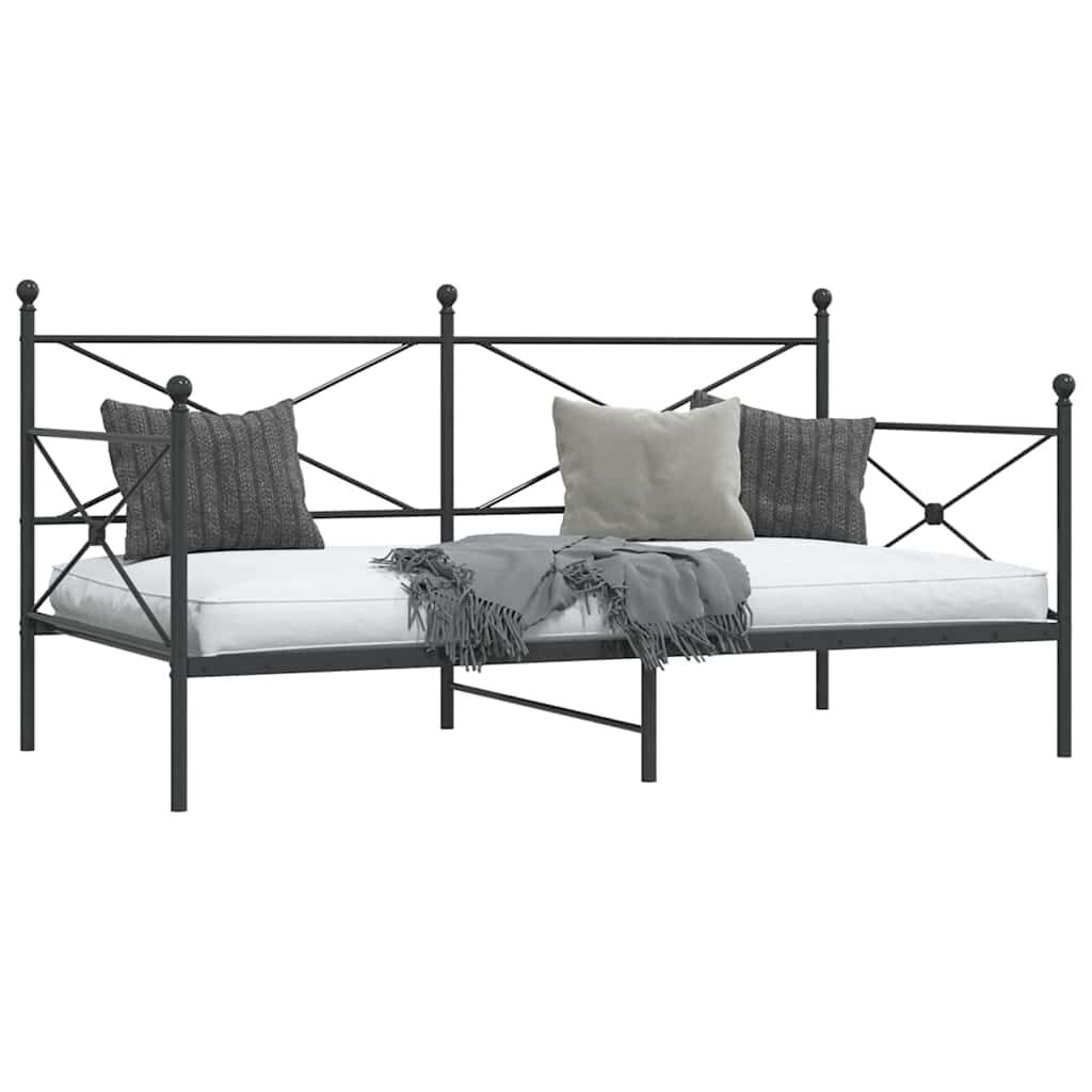 vidaXL Κρεβάτι ημέρας χωρίς στρώμα Μαύρο 100x200 cm Ατσάλι