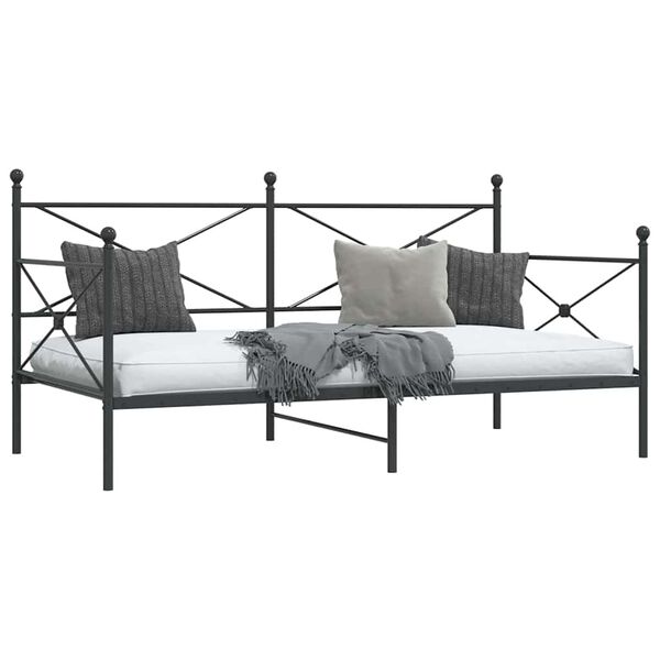 vidaXL Κρεβάτι ημέρας χωρίς στρώμα Μαύρο 100x200 cm Ατσάλι