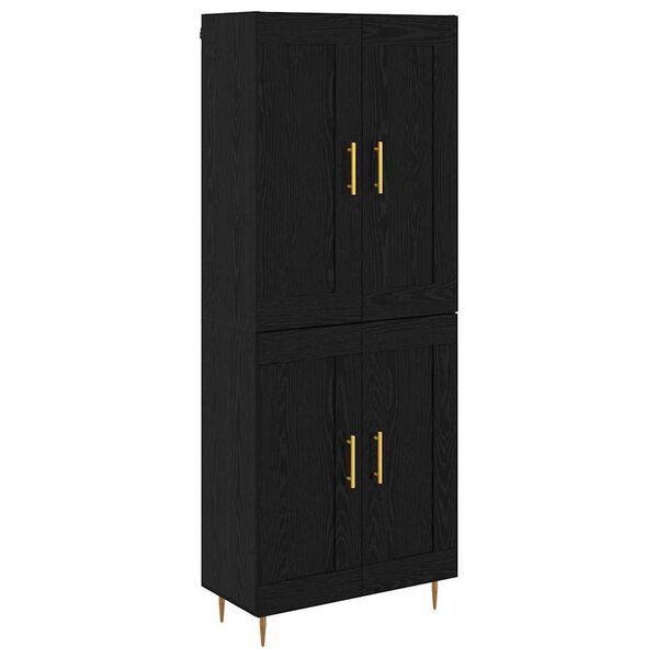 vidaXL Highboard &Mu;&alpha;ύ&rho;&eta; &Omicron;&xi;&upsilon;ά 69,5 x 34 x 180 &epsilon;&kappa;. &Epsilon;&pi;&epsilon;&xi;&epsilon;&rho;&gamma;&alpha;&sigma;&mu;έ&nu;&omicron; &xi;ύ&lambda;&omicron;