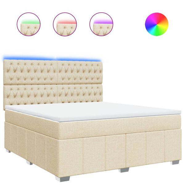 vidaXL &Kappa;&rho;&epsilon;&beta;ά&tau;&iota; Boxspring &mu;&epsilon; &Sigma;&tau;&rho;ώ&mu;&alpha; &Kappa;&rho;&epsilon;&mu; 180x200 &epsilon;&kappa;. &Upsilon;&phi;&alpha;&sigma;&mu;ά&tau;&iota;&nu;&omicron;