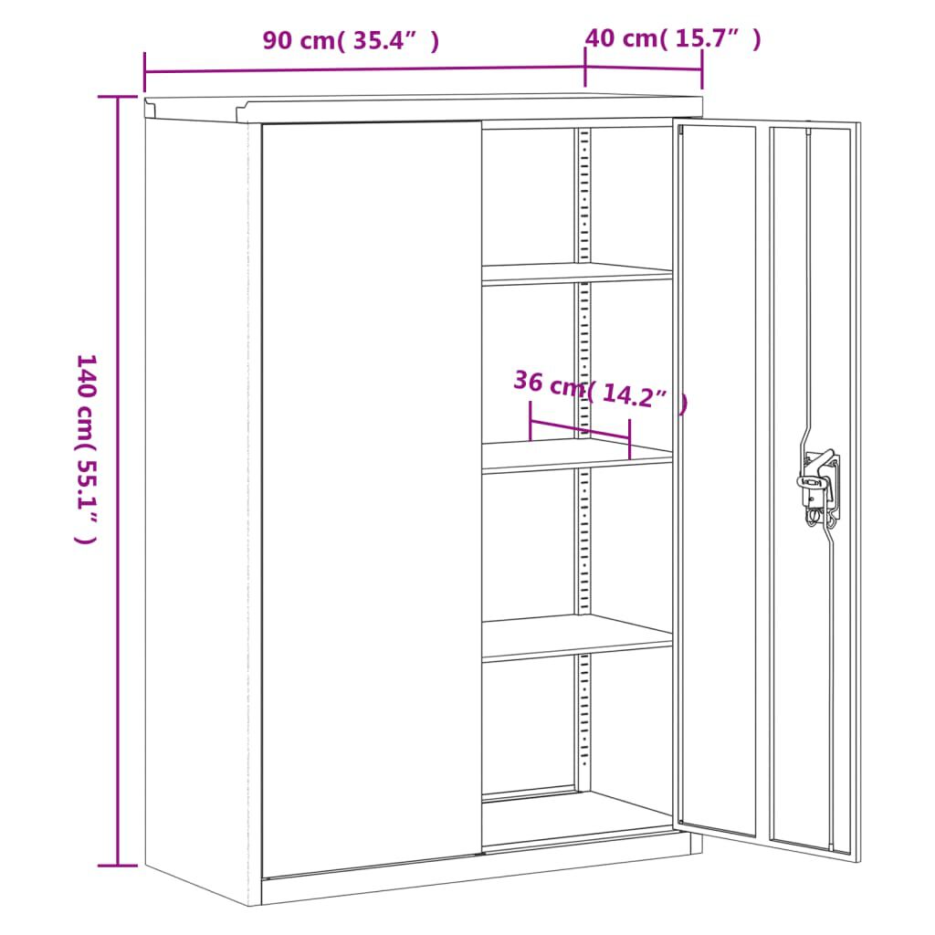 vidaXL Αρχειοθήκη Ανοιχτό Γκρι & Σκούρο Γκρι 90x40x180 εκ. Ατσάλινη