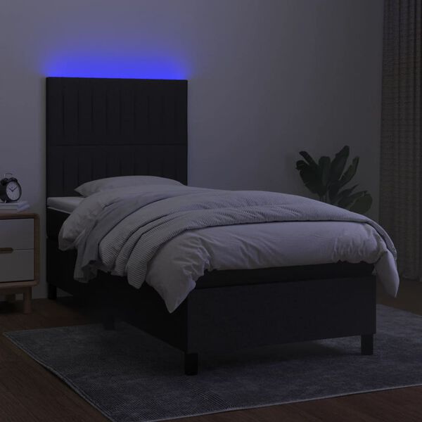 vidaXL &Kappa;&rho;&epsilon;&beta;ά&tau;&iota; Boxspring &mu;&epsilon; &Sigma;&tau;&rho;ώ&mu;&alpha; & LED &Mu;&alpha;ύ&rho;&omicron; 100x200 &epsilon;&kappa;. &Upsilon;&phi;&alpha;&sigma;&mu;ά&tau;&iota;&nu;&omicron;