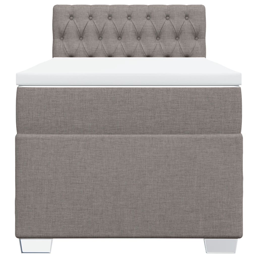 vidaXL Κρεβάτι Boxspring με Στρώμα Taupe 100 x 200 εκ. Υφασμάτινο