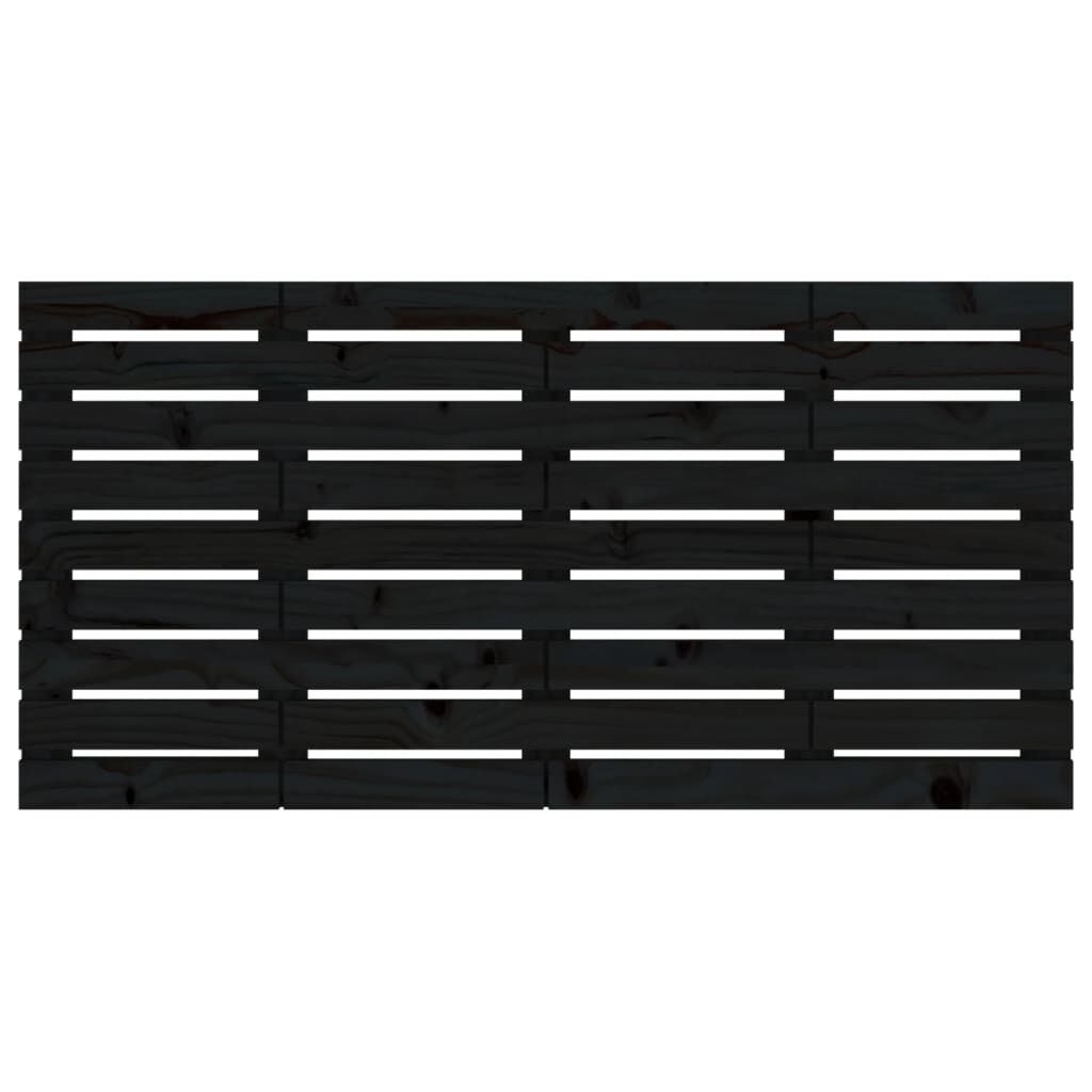 vidaXL Κεφαλάρι Τοίχου Μαύρο 126x3x63 εκ. από Μασίφ Ξύλο Πεύκου
