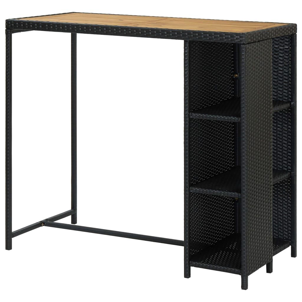 vidaXL Τραπέζι Μπαρ με Ράφια Μαύρο 120x60x110 εκ. από Συνθετικό Ρατάν