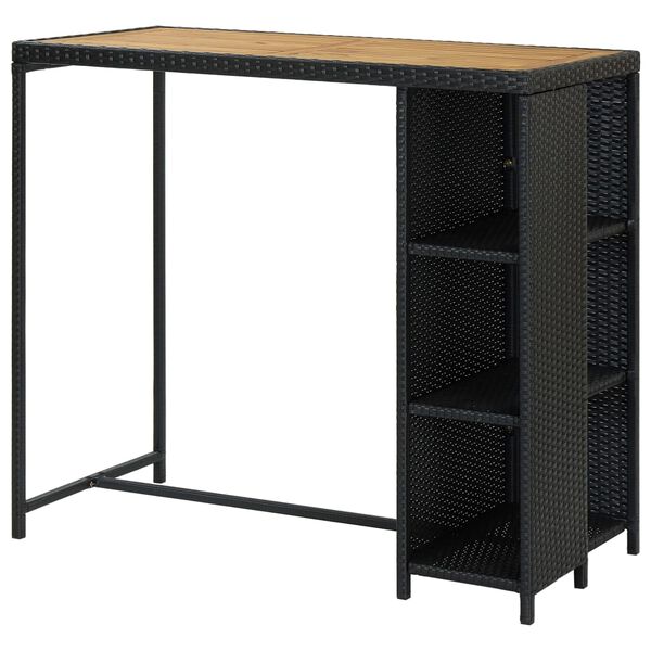 vidaXL Τραπέζι Μπαρ με Ράφια Μαύρο 120x60x110 εκ. από Συνθετικό Ρατάν