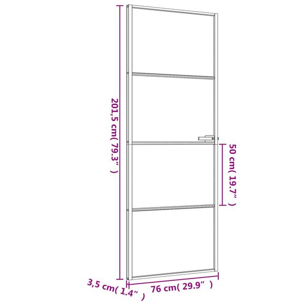 vidaXL Εσωτερική Πόρτα Μαύρη 76x201,5 εκ. Ψημένο Γυαλί και Αλουμίνιο