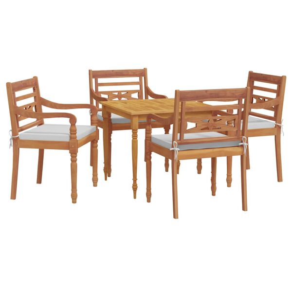 vidaXL &Sigma;&epsilon;&tau; &Tau;&rho;&alpha;&pi;&epsilon;&zeta;&alpha;&rho;ί&alpha;&sigmaf; &Kappa;ή&pi;&omicron;&upsilon; 5 &Tau;&epsilon;&mu;&alpha;&chi;ί&omega;&nu; &Mu;&alpha;&sigma;ί&phi; &Xi;ύ&lambda;&omicron; Teak &mu;&epsilon; &Mu;&alpha;&xi;&iota;&lambda;ά&rho;&iota;&alpha;